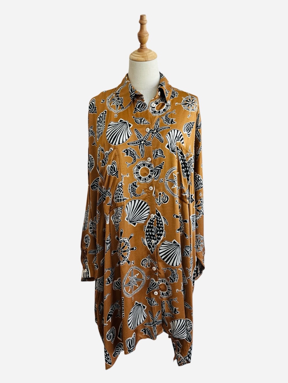Anthropologie Corey Lynn Calter Long Sleeve Printed Mini Shirt Dress Size Medium - Picture 2 of 12
